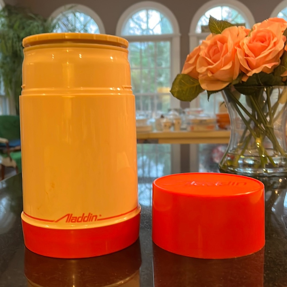 Vintage Red and Cream Aladdin Thermos 10 ounce
